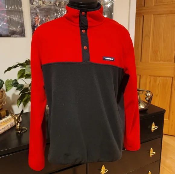 Lands' End Jackets Coats Lands End Mens Heritage Fleece Snap